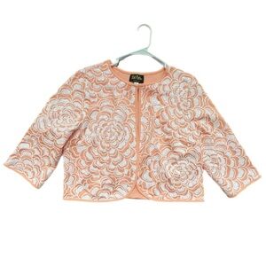 Bob Mackie Peach Floral Sequined Jacket -L
